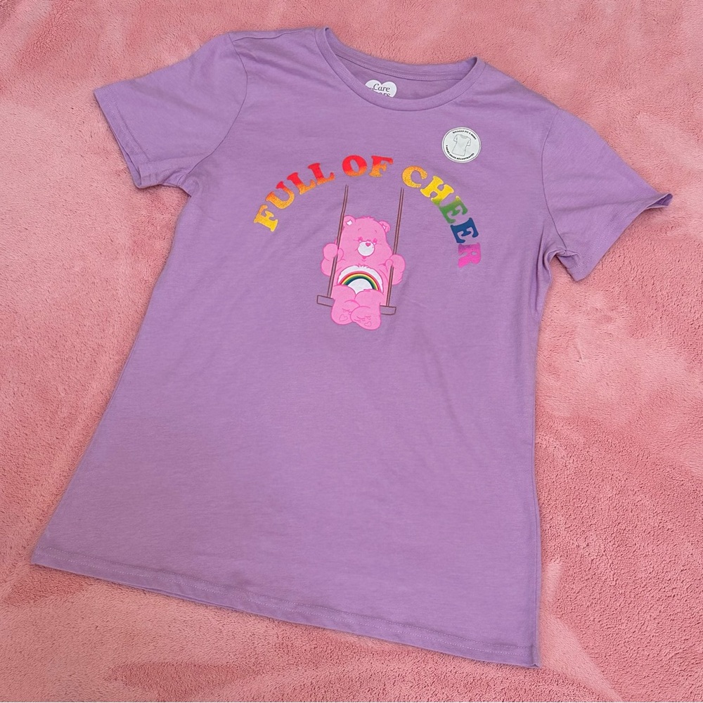 CAREBEARS full of cheer relaxed fit purple tee NWOT